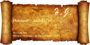 Hauser Jolán névjegykártya